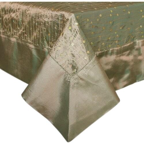 Free Shipping Sequin Glitter Sparkle Luxury with Faux Silk Border Tablecloth in Gold Color P1356