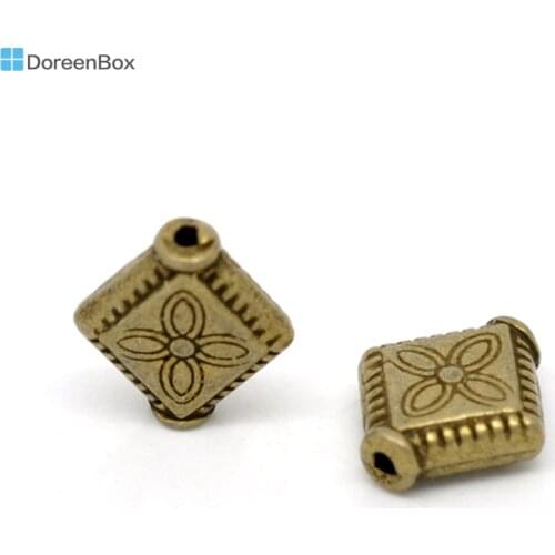 Doreen Box hot- 100 Bronze Tone Flower Rhombus Spacer Beads 10x9mm (B14587)