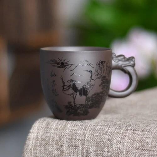 Chinese Style Purple Sand Tea Cup Etiquette Cup Household Ceramic Bowl Handmade Company Custom Gift Tea Set Small Ceramic Cups