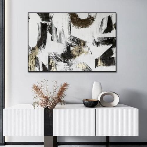 Black And Gold Abstract Art Canvas Painting Poster Print Wall Art Picture For Living Room Home Decor Wall Decoration Frameless