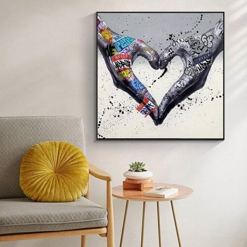 Color Graffiti Couple Love Gesture Canvas Painting Living Room Porch Decoration Murals HD Print Wall Art Pictures for Home Decor