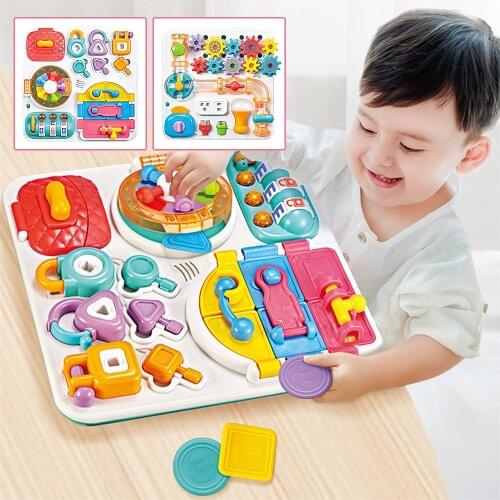 Baby Busy Board Montessori Activity Latches Toy Essential Educational Sensory Board busyboard intelligence tablero sensorial