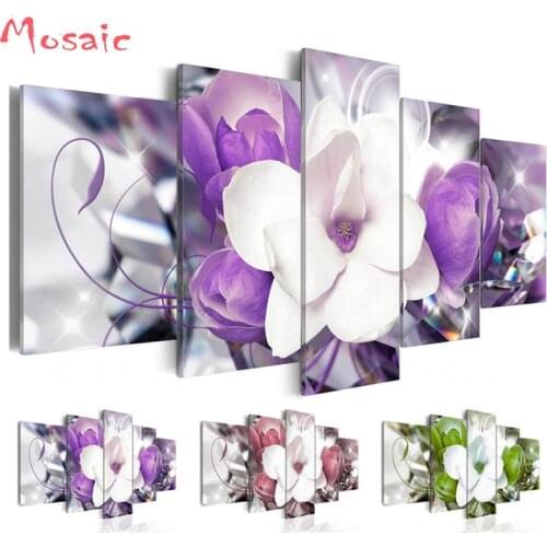 DIY Diamond Painting 5 Pieces Beautiful Elegant Flower Orchids Blossom Cross Stitch Mosaic diamond embroidery Needlework Pattern