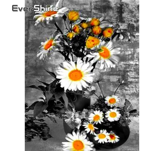 EverShine DIY Diamond Painting Flower Full Drill Square Diamond Embroidery Daisy Rhinestones Picture Mosaic Handmade Hobby