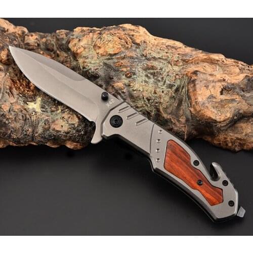 Brand 5CR13MOV Blade Survival Knife Folding Blade Knife Wood Handle Pocket Hunting Tactical Knives Camping Knife Outdoor Tools