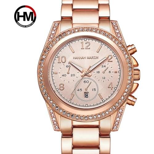 HANNAH MARTIN Luxury Women Bracelet Watches Fashion Ladies Dress Watch Quartz Wristwatches Steel Strap relogio feminino Calendar