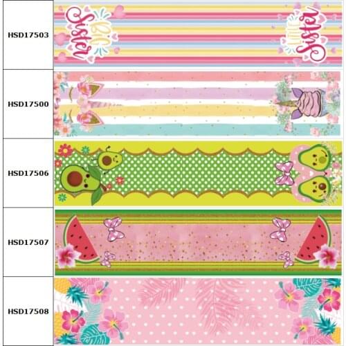 HSDCraft Big Sister Unicorn Avocado Fruit Flower Grosgrain Ribbon Printed for DIY Sewing Hairbow Accessories Decoration 75MM 10Y