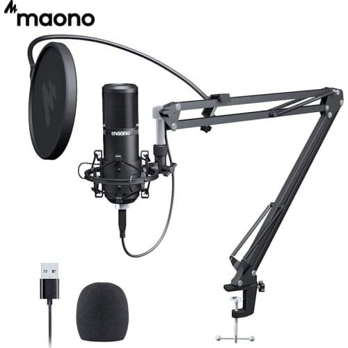 MAONO PM420 Podcast Microphone 192KHZ/24BIT USB Condenser Cardioid PC Mic with Professional Sound Chipset for Gaming Streaming