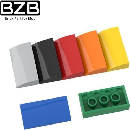 BZB MOC DIY 88930 Slope Brick Curved 2x4x2/3 No Studs With Bottom Tubes Building Blocks Parts Educational high-tech Kids Toys