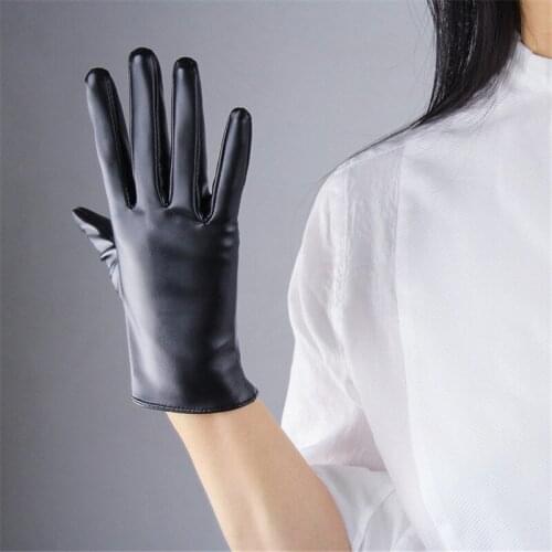 21cm Touchscreen Short Gloves Emulation Leather PU Mirror Bright Leather Patent Leather Bright Black Light Brown White PU125