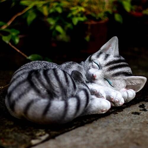 Creative Cartoon Resin Cat Statues Ornaments Outdoor Courtyard Micro Landscape Sculpture Crafts Garden Decoration Accessories