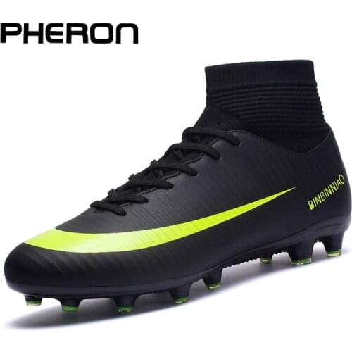 Turf Black Men Soccer Shoes Kids Cleats Training Football Boots High Ankle Sport Sneakers Size 35-45 Dropshipping Zapatos