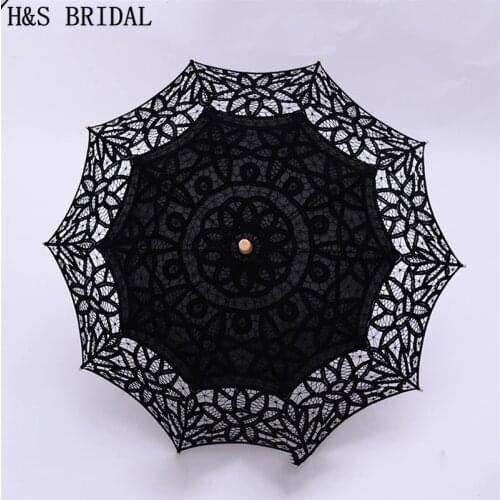 H&S BRIDAL Sun Lace Umbrella Parasol Embroidery Bride Umbrella White Wedding Umbrella Ombrelle Dentelle Parapluie Mariage