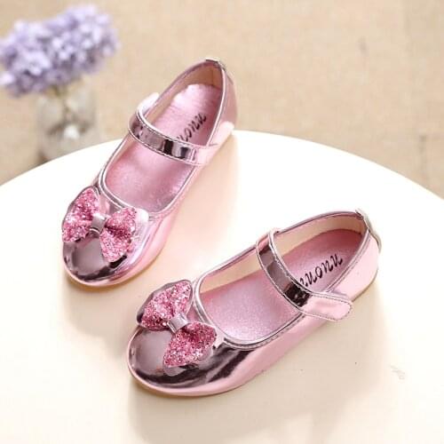 Fashion Flat Shoes Kids Girls Wedding Shoes Princess Leather Soft Shoes Girls Party Shoes Children Casual Shoes Size 21-36 B49