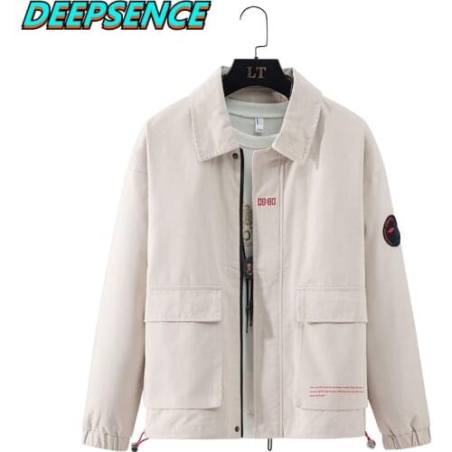 2021 Four Seasons Fashion Casual Jackt Men Korean Ins Solid Zipper Embroidery Standard Loose Fit Streetwear jackets Men