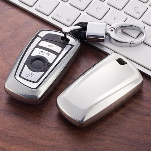 Soft TPU Car Key Cover Fob Case Shell For BMW X1 X3 X4 X5 X6 E90 E60 E36 E93 F15 F16 F48 G30 F11 F30 Hand-woven Keychain Keyring