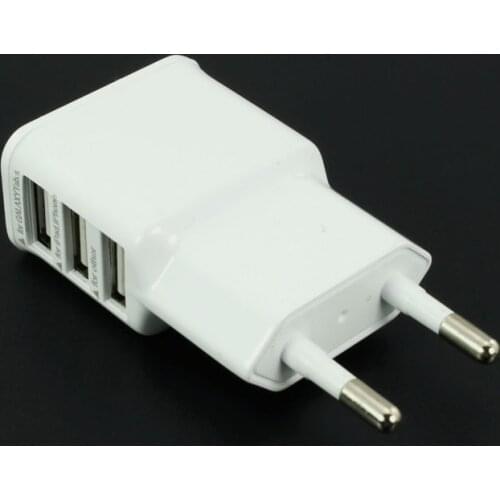 YKSPACE White 5V 2A 3 USB Ports USB EU Plug Wall Charger for iPhone Samsung Huawei Xiaomi Android mobile phone