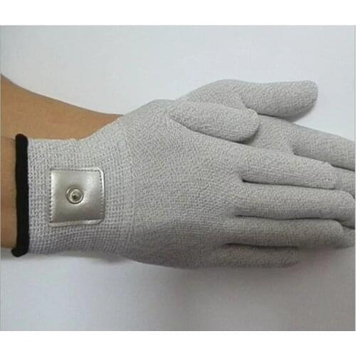 New 5Pair Electrical Shock conductive Massage electrode gloves for TENS EMS therapy Hand Massager machine SPA beauty with Patch