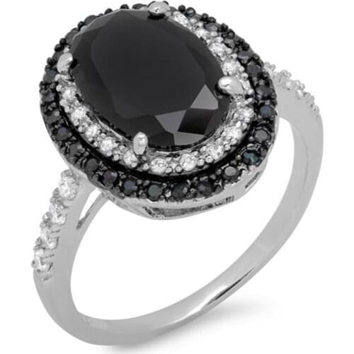 New fashion womens engagement ring love black zircon retro ring