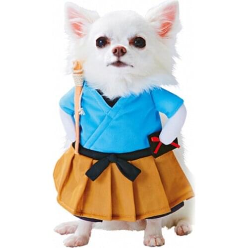 New Dog Halloween Costume Set Polyester Cute Pet Halloween Clothes Samurai Funny Upright Costume Dress Up For Cats Dogs