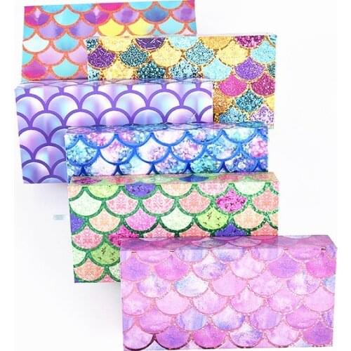 Wholesale 10/100 Pcs Lash Boxes Eyelash Packaging Newest Fish scale Empty Lash Case with Clear Tray 25mm Mink Lash Boxes Package