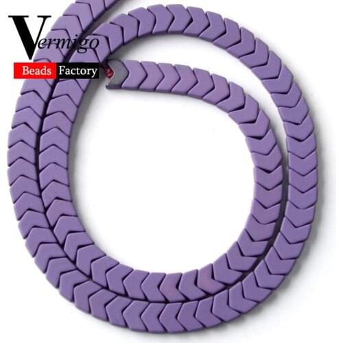 Wholesale Purple Nanotech Rubber Arrow Shape Hematite Beads For Jewelry Making 6*3mm Spacer Beads For Bracelet Necklace 15