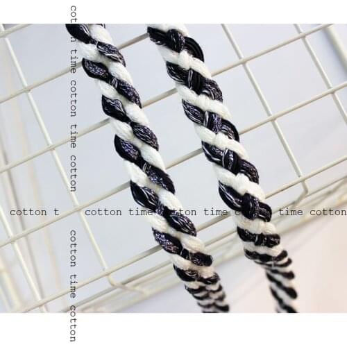 5 yards Braid Rope Trim 15 mm Sewing Accessory Black white Twisted Cords mixed braided rope Craft Decor Ropes