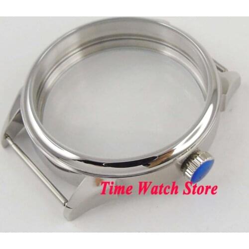 Parnis 42mm polished watch case 316L stainless steel fit ETA 6497 6498 hand winding movement C10