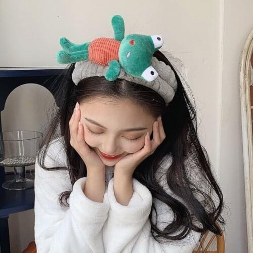 Korean Cartoon Hair Band for Women Cute Fruit Plush Doll Headband Girl Wash Face Wide Brim Headdress