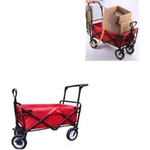Fold Vehicle Wagon Cart Trolley Folding Cart Portable Garden Cart Outdoor Camp Four Wheel Hand Pull A Cart Pull Double Rod Cart