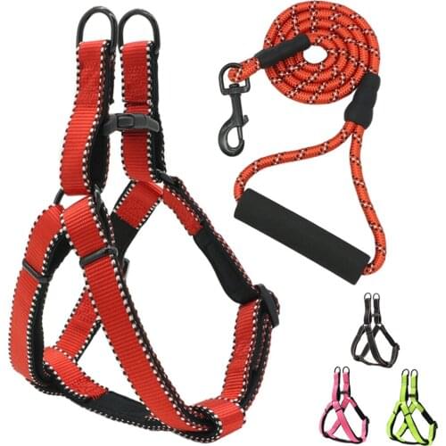 Reflective Dog Leash Harness Set Adjustable Soft Diving Lining Dog Harness for Small Large Medium Pet Leash Outdoor Walking