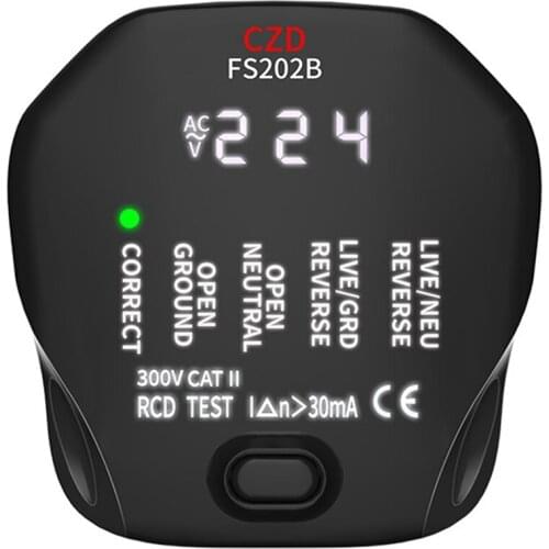 LCD Digital Display Full Smart Socket Tester With Screen Display Line Phase Tester Circuit Measuring Instrument(EU Plug)