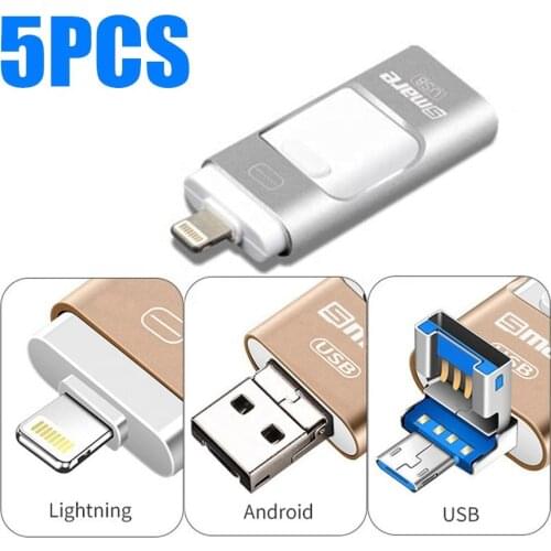 OEM Logo USB Pen drive iPhone Flash Drive 3-in-1 OTG 128GB USB Flash Drive 3.0 Memory Stick Compatible iPhone/iPAD/Tablet