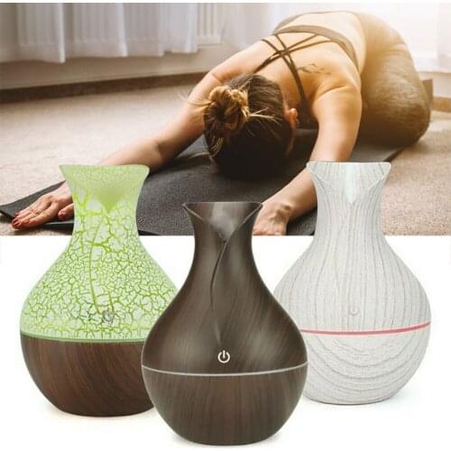 Home LED light Aromatherapy Humidifier Essential Oil Diffuser Usb Wood Grain Air Purifier Home Mist Maker Aroma Diffuser gift