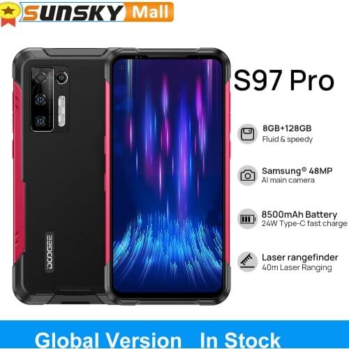 DOOGEE S97 Pro Laser Rangefinder 8GB 128GB Waterproof Global Bands 6.39" Android 11.0 Cell Phone Octa Core 8500mAh Big Battery