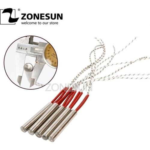 ZONESUN 80mm Length 5pcs Diameter 6.8.10.12mm Heating Element Mould Wired Cartridge Heater Electricity Generation