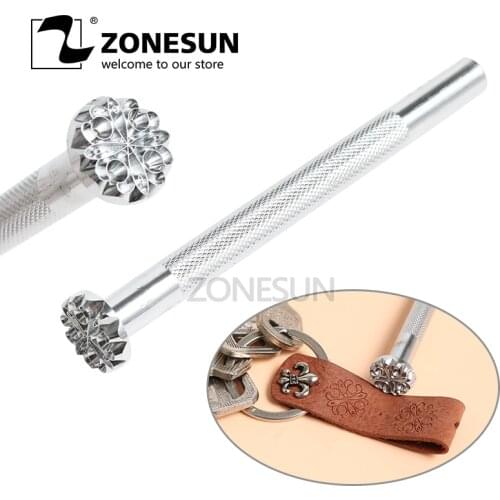 ZONESUN Leather Stamping Tool Vintage Flower Pattern Classic Handmade Engraved Carving Embossing Mold For Wallet Handbag DIY