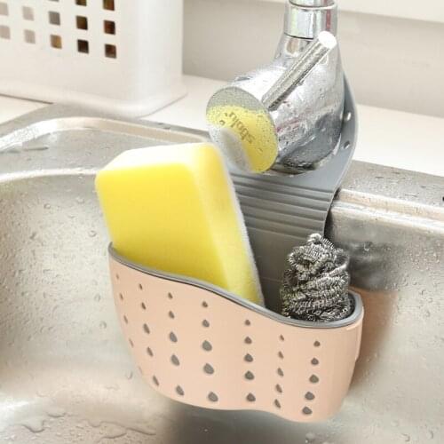 1pcs Sink Shelf Soap Sponge Drain Rack Silicone Storage Basket Faucet Holder Adjustable Bathroom Holder Sink Kitchen Tools