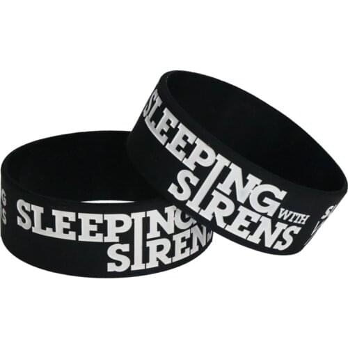 1PC SLEEPING WITH SIRENS Rock Style Band Silicone Wristbands for Music Fans Wide Black Bracelets&Bangles Jewelry Gifts SH131