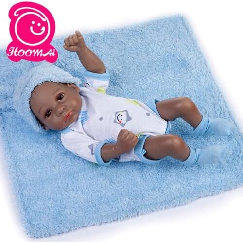 10 Inch Full Body Black Silicone Reborn Baby Dolls Alive Lifelike Open Eyes Dolls Realistic Bebe Reborn Babies Boy Toys for Kids