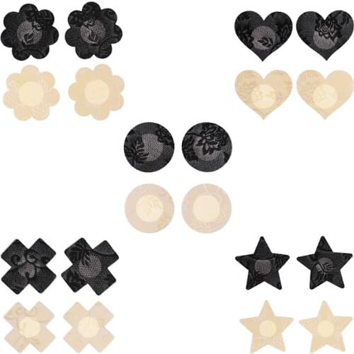 TiaoBug 10 Pairs Nipple Covers Women Lace Disposable Pasties Nipple Cover Self-Adhesive Breast Petals Stickers Sexy Intimates