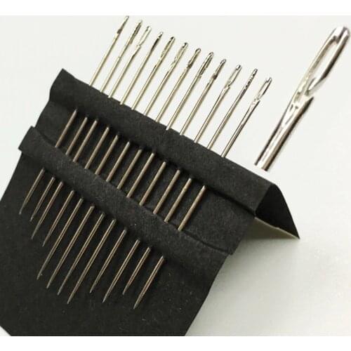12Pcs/Pack Blind Needles Assorted Self-threading White Easy To Go Through From Side Hand Sewing Embroidery Tool DIY Needlework