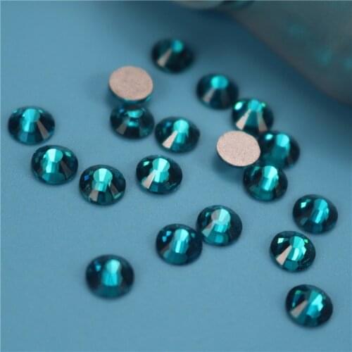 1440pcs/lot Peacock Blue FlatBack Strass Nail art Rhinestone 3D Glass Round Crystal Stones For DIY Nails Decorations Charms