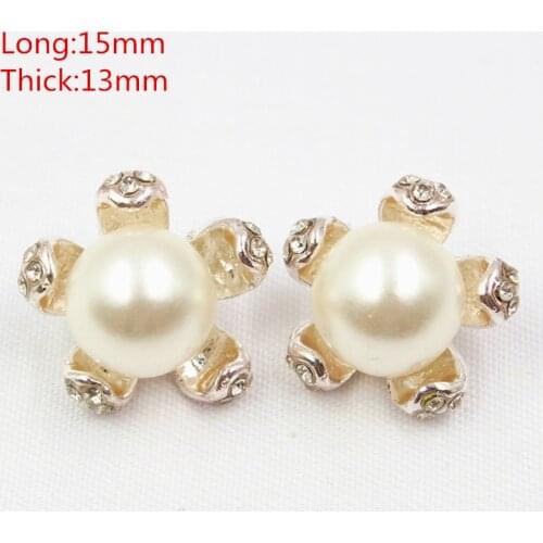 1651831,1pcs/Lot 15mm Rhinestone pearl inlaid metal buttons/brooch flower Clothing accessories Jewelry Accessories diy