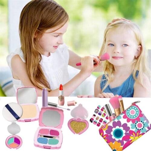 Children 19pc face Makeup kit Safe eye shadow lipstick powder makeup tool Simulation Makeup Girl Pretend Game Cosmetic set TSLM1