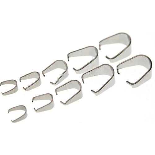 50pcs/lot Stainless Steel Necklace Pendant Pinch Bail Clasps Connector Silver Tone For DIY Jewelry Findings Accessories