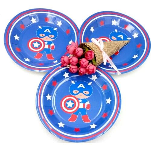 6pcs/lot Captain America Theme 7" Plate Birthday Party Decoration Kids Supplies Favors Event Party Supplies