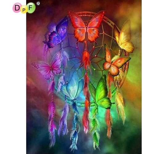 DPF Diy 5D Diamond Painting Embroidery Rainbow Dreams Colorful Butterfly Mosaic Full Square Diamond Rhinestone Cross Stitch Gift