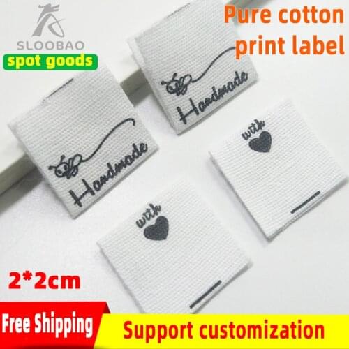 Free shipping Cotton handmade labels sewing clothing tags garment shoes bags printed labels