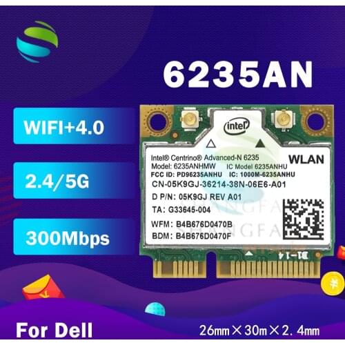 Wireless Lan Card for Intel Centrino Advanced-N 6235 6235ANHMW 6235AN Bluetooth 4.0 Mini PCI-E 2.4G/5Ghz Wlan+BT 4.0 05K9GJ